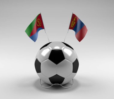 Eritre - Moğolistan Futbol Bayrakları, Beyaz Arkaplan - 3D Render