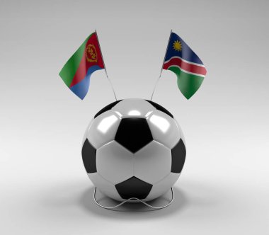 Eritre - Namibya Futbol Bayrakları, Beyaz Arkaplan - 3D Render