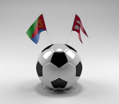 Eritre - Nepal Futbol Bayrakları, Beyaz Arkaplan - 3D Render