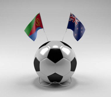 Eritre - Yeni Zelanda Futbol Bayrakları, Beyaz Arkaplan - 3D Render