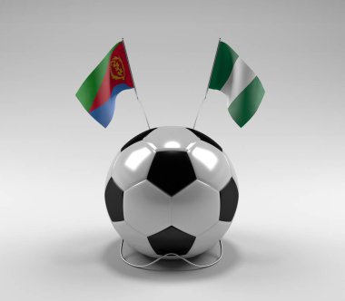 Eritre - Nijerya Futbol Bayrakları, Beyaz Arkaplan - 3D Render