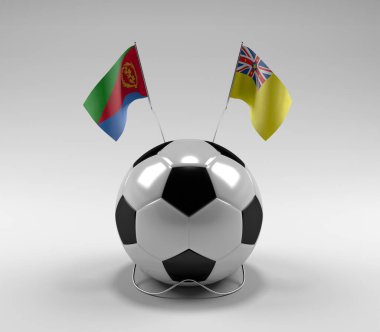 Eritre - Niue Futbol Bayrakları, Beyaz Arkaplan - 3D Render
