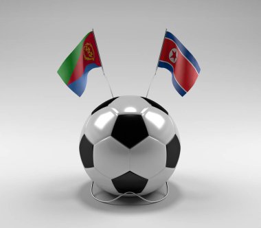 Eritre - Kuzey Kore Futbol Bayrakları, Beyaz Arkaplan - 3D Render