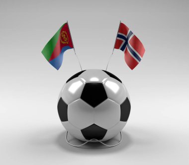 Eritre - Norveç Futbol Bayrakları, Beyaz Arkaplan - 3D Render