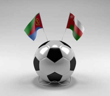Eritre - Umman Futbol Bayrakları, Beyaz Arkaplan - 3D Render