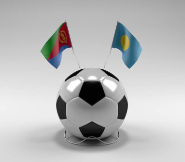Eritre - Palau Futbol Bayrakları, Beyaz Arkaplan - 3D Render