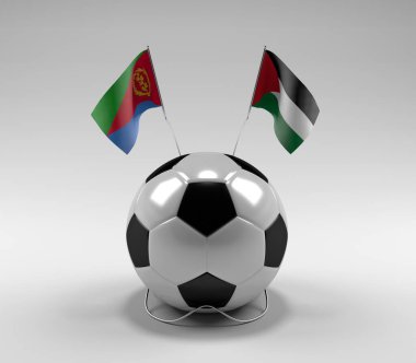 Eritre - Filistin Futbol Bayrakları, Beyaz Arkaplan - 3D Render