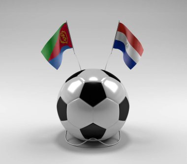 Eritre - Paraguay Futbol Bayrakları, Beyaz Arkaplan - 3D Render