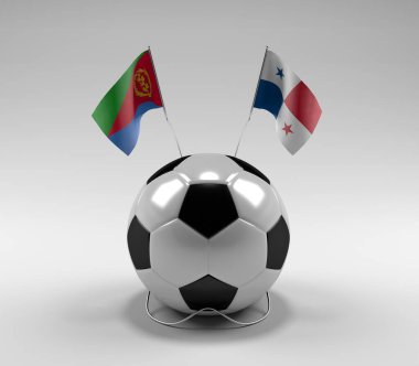 Eritre - Panama Futbol Bayrakları, Beyaz Arkaplan - 3D Render