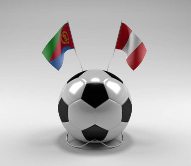 Eritre - Peru Futbol Bayrakları, Beyaz Arkaplan - 3D Render