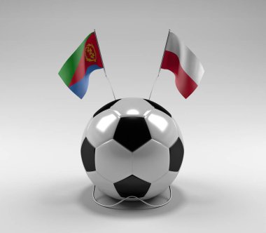 Eritre - Polonya Futbol Bayrakları, Beyaz Arkaplan - 3D Render