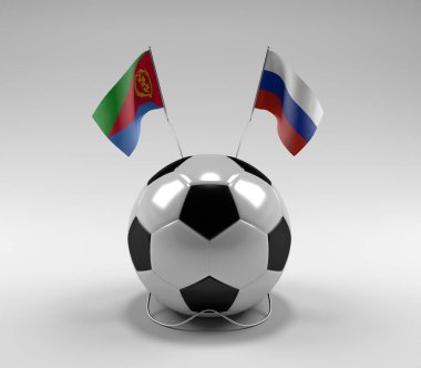 Eritre - Rusya Futbol Bayrakları, Beyaz Arkaplan - 3D Render