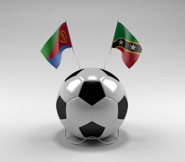 Eritre - Saint-Kitts-and-Nevis Futbol Bayrakları, Beyaz Arkaplan - 3D Render