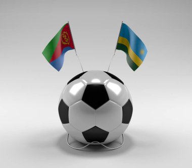 Eritre - Ruanda Futbol Bayrakları, Beyaz Arkaplan - 3D Render