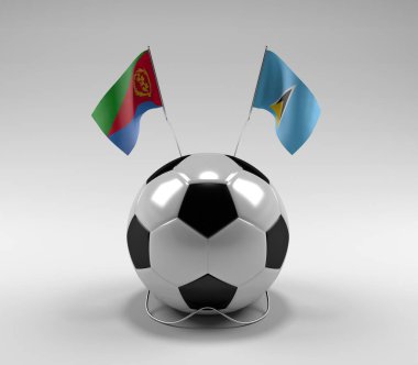 Eritre - Saint-Lucia Futbol Bayrakları, Beyaz Arkaplan - 3D Render