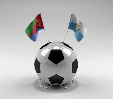 Eritre - San Marino Futbol Bayrakları, Beyaz Arkaplan - 3D Render