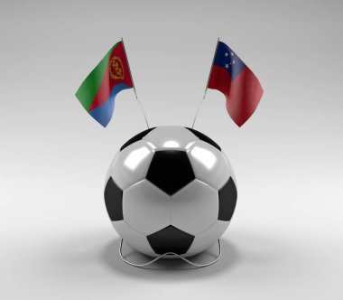 Eritre - Samoa Futbol Bayrakları, Beyaz Arkaplan - 3D Render