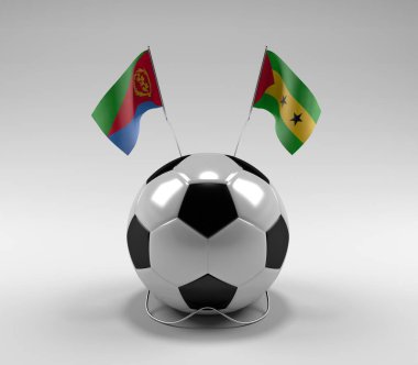 Eritre - Sao-Tome-Principe Futbol Bayrakları, Beyaz Arkaplan - 3D Render