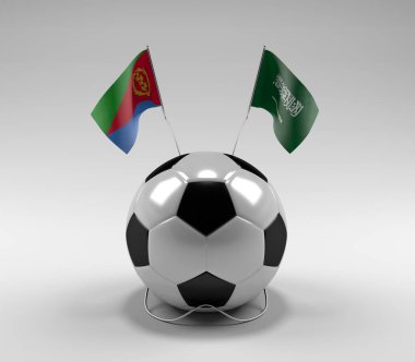 Eritre - Suudi Arabistan Futbol Bayrakları, Beyaz Arkaplan - 3D Render
