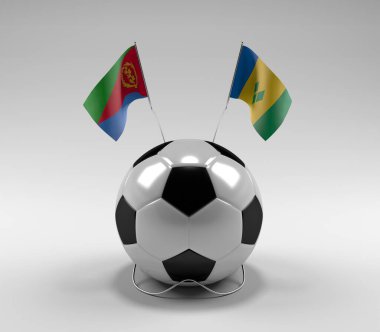 Eritre - Saint-Vincent-and the-Grenadines Futbol Bayrakları, Beyaz Arkaplan - 3D Render