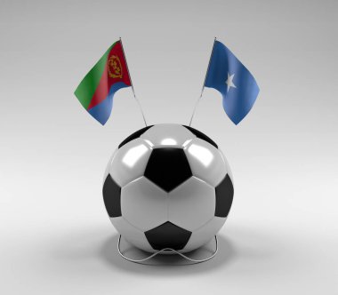 Eritre - Somali Futbol Bayrakları, Beyaz Arkaplan - 3D Render