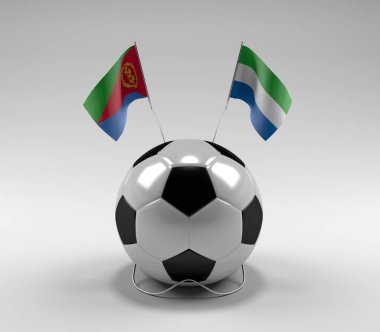 Eritre - Sierra-Leone Futbol Bayrakları, Beyaz Arkaplan - 3D Render