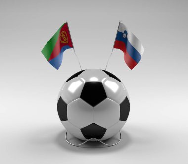Eritre - Slovenya Futbol Bayrakları, Beyaz Arkaplan - 3D Render