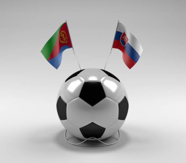 Eritre - Slovakya Futbol Bayrakları, Beyaz Arkaplan - 3D Render