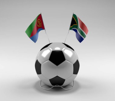 Eritre - Güney Afrika Futbol Bayrakları, Beyaz Arkaplan - 3D Render