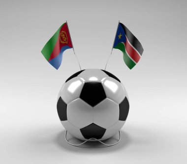 Eritre - Güney Sudan Futbol Bayrakları, Beyaz Arkaplan - 3D Render