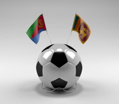 Eritre - Sri-Lanka Futbol Bayrakları, Beyaz Arkaplan - 3D Render