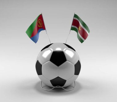Eritre - Surinam Futbol Bayrakları, Beyaz Arkaplan - 3D Render