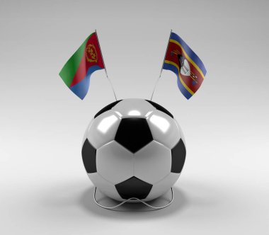 Eritre - Svaziland Futbol Bayrakları, Beyaz Arkaplan - 3D Render