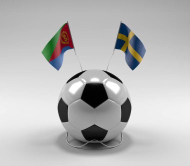Eritre - İsveç Futbol Bayrakları, Beyaz Arkaplan - 3D Render