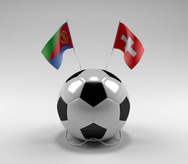 Eritre - İsviçre Futbol Bayrakları, Beyaz Arkaplan - 3D Render