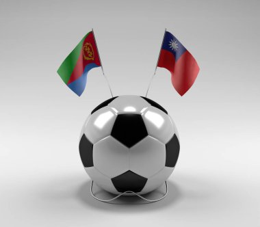 Eritre - Tayvan Futbol Bayrakları, Beyaz Arkaplan - 3D Render