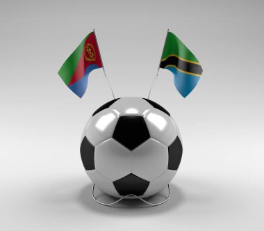 Eritre - Tanzanya Futbol Bayrakları, Beyaz Arkaplan - 3D Render