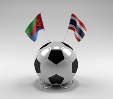 Eritre - Tayland Futbol Bayrakları, Beyaz Arkaplan - 3D Render