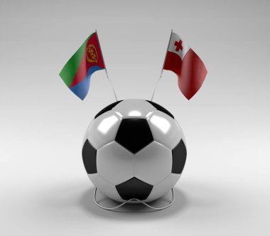 Eritre - Tonga Futbol Bayrakları, Beyaz Arkaplan - 3D Render