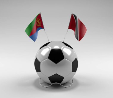 Eritre - Trinidad ve Tobago Futbol Bayrakları, Beyaz Arkaplan - 3D Render