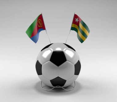 Eritre - Togo Futbol Bayrakları, Beyaz Arkaplan - 3D Render