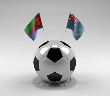 Eritre - Tuvalu Futbol Bayrakları, Beyaz Arkaplan - 3D Render