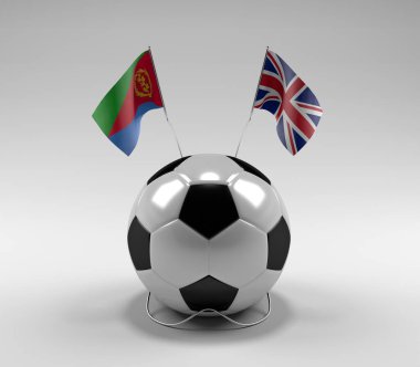 Eritre - Birleşik Krallık Futbol Bayrakları, Beyaz Arkaplan - 3D Render