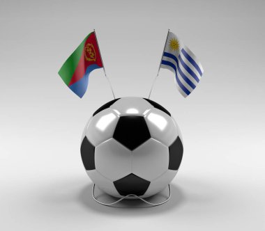 Eritre - Uruguay Futbol Bayrakları, Beyaz Arkaplan - 3D Render