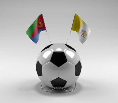 Eritre - Vatikan-Şehir Futbol Bayrakları, Beyaz Arkaplan - 3D Render