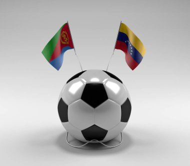 Eritre - Venezuela Futbol Bayrakları, Beyaz Arkaplan - 3D Render