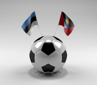 Estonya - Antigua ve Barbuda Futbol Bayrakları, Beyaz Arkaplan - 3D Render