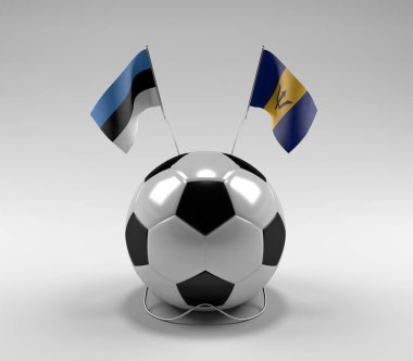 Estonya - Barbados Futbol Bayrakları, Beyaz Arkaplan - 3D Render