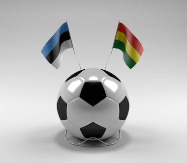 Estonya - Bolivya Futbol Bayrakları, Beyaz Arkaplan - 3D Render