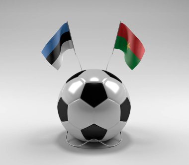 Estonya - Burkina-Faso Futbol Bayrakları, Beyaz Arkaplan - 3D Render